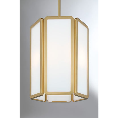 Savoy House Leeds 3 Lt Pendant, White Opal, Warm Brass