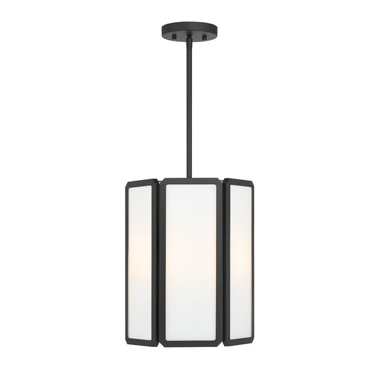 Savoy House Leeds 3 Lt Pendant, White Opal, Matte Black