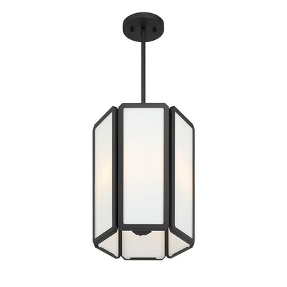 Savoy House Leeds 3 Lt Pendant, White Opal, Matte Black