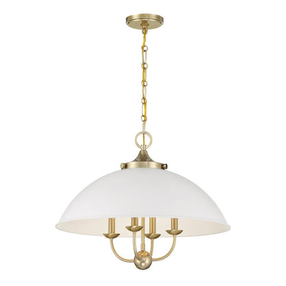 Savoy House Monterey 4 Light Pendant, White and Warm Brass - 7-1725-4-142
