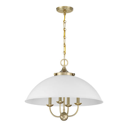 Savoy House Monterey 4 Light Pendant, White and Warm Brass