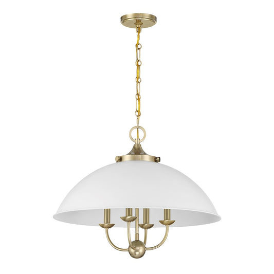 Savoy House Monterey 4 Light Pendant, White and Warm Brass