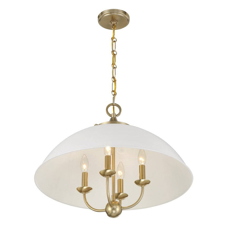 Savoy House Monterey 4 Light Pendant, White and Warm Brass