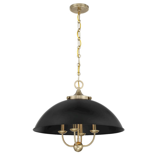 Savoy House Monterey 4 Light Pendant, Matte Black and Warm Brass