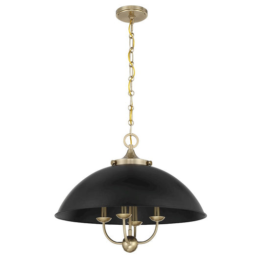 Savoy House Monterey 4 Light Pendant, Matte Black and Warm Brass
