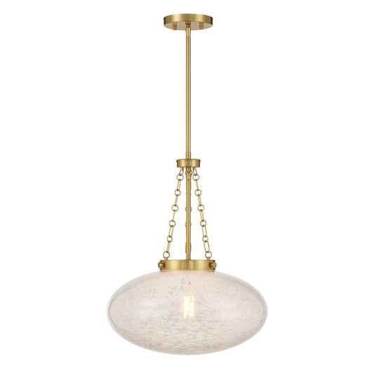 Savoy House Willow 1 Light Pendant, Warm Brass/White Cloud