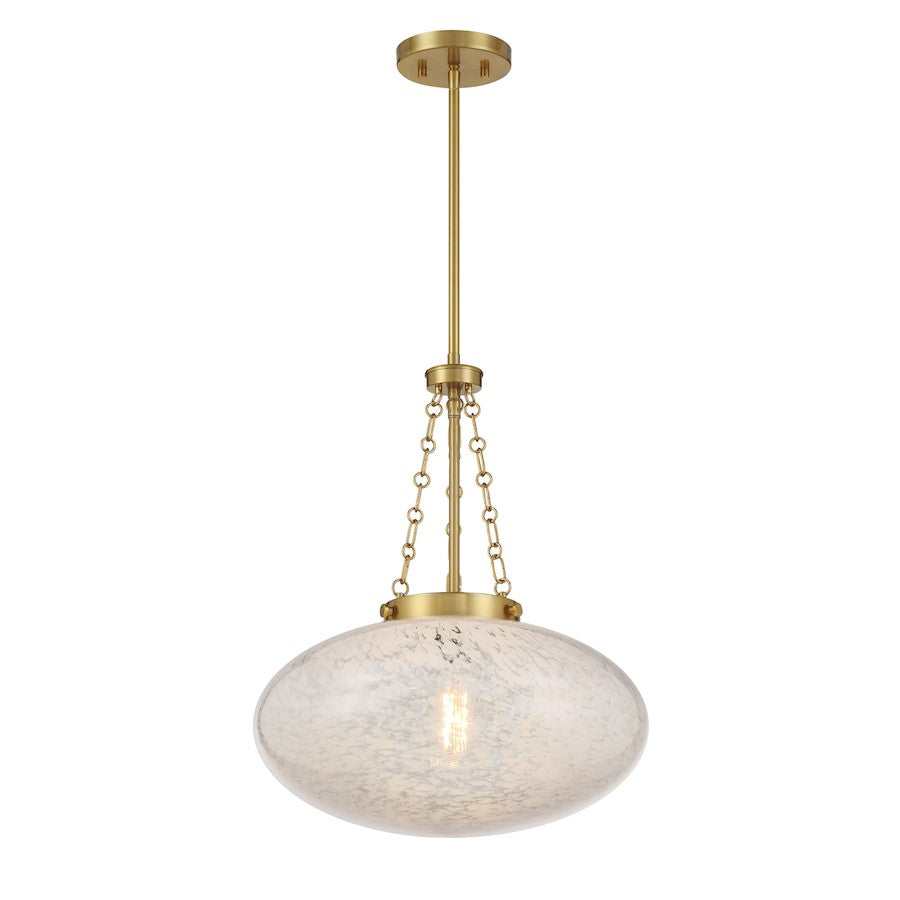 Savoy House Willow 1 Light Pendant, Warm Brass/White Cloud