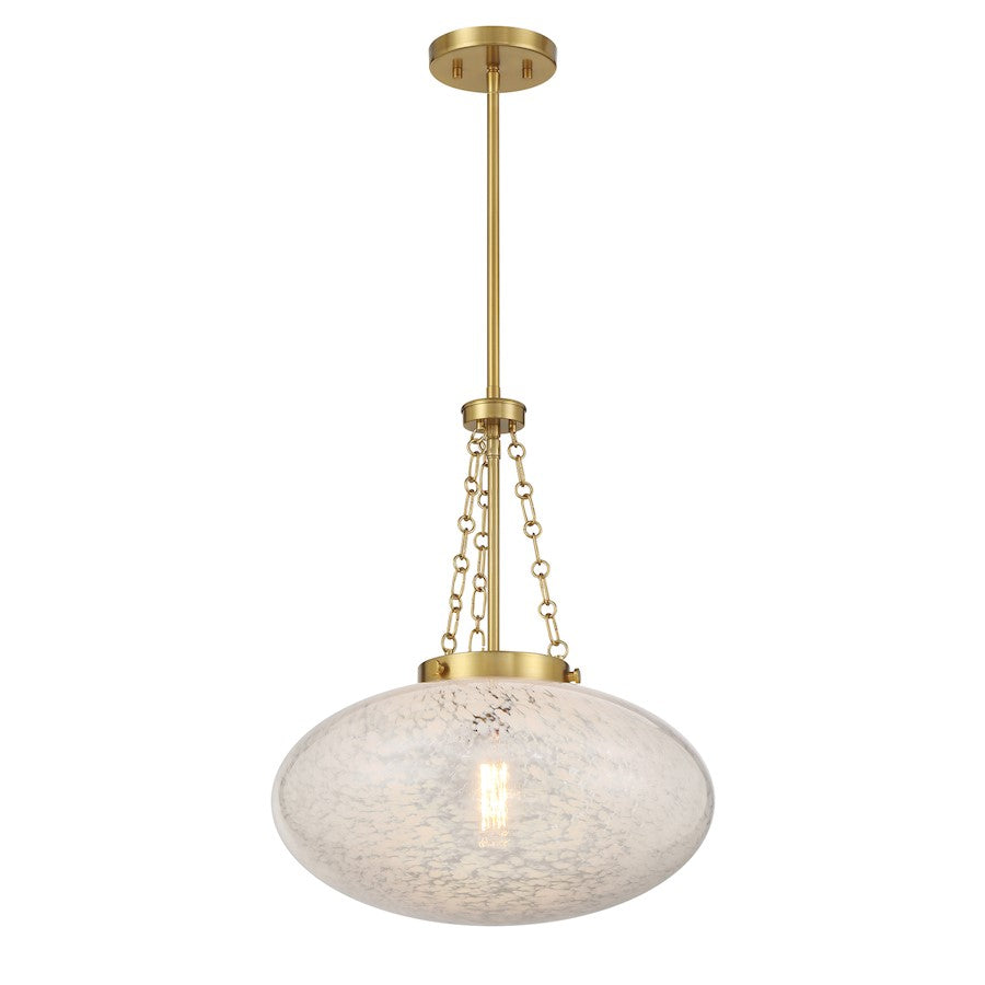 Savoy House Willow 1 Light Pendant, Warm Brass/White Cloud