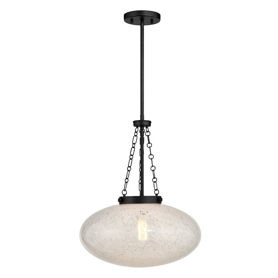 Savoy House Willow 1 Light Pendant, Matte Black/White Cloud - 7-1740-1-89