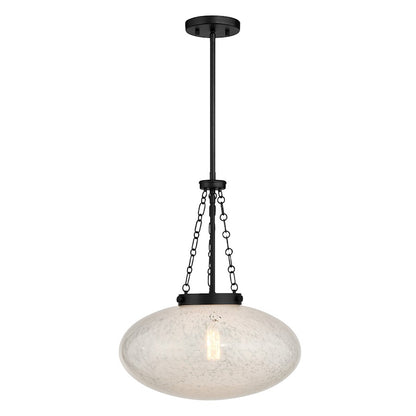 Savoy House Willow 1 Light Pendant, Matte Black/White Cloud - 7-1740-1-89