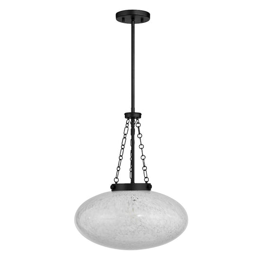 Savoy House Willow 1 Light Pendant, Matte Black/White Cloud
