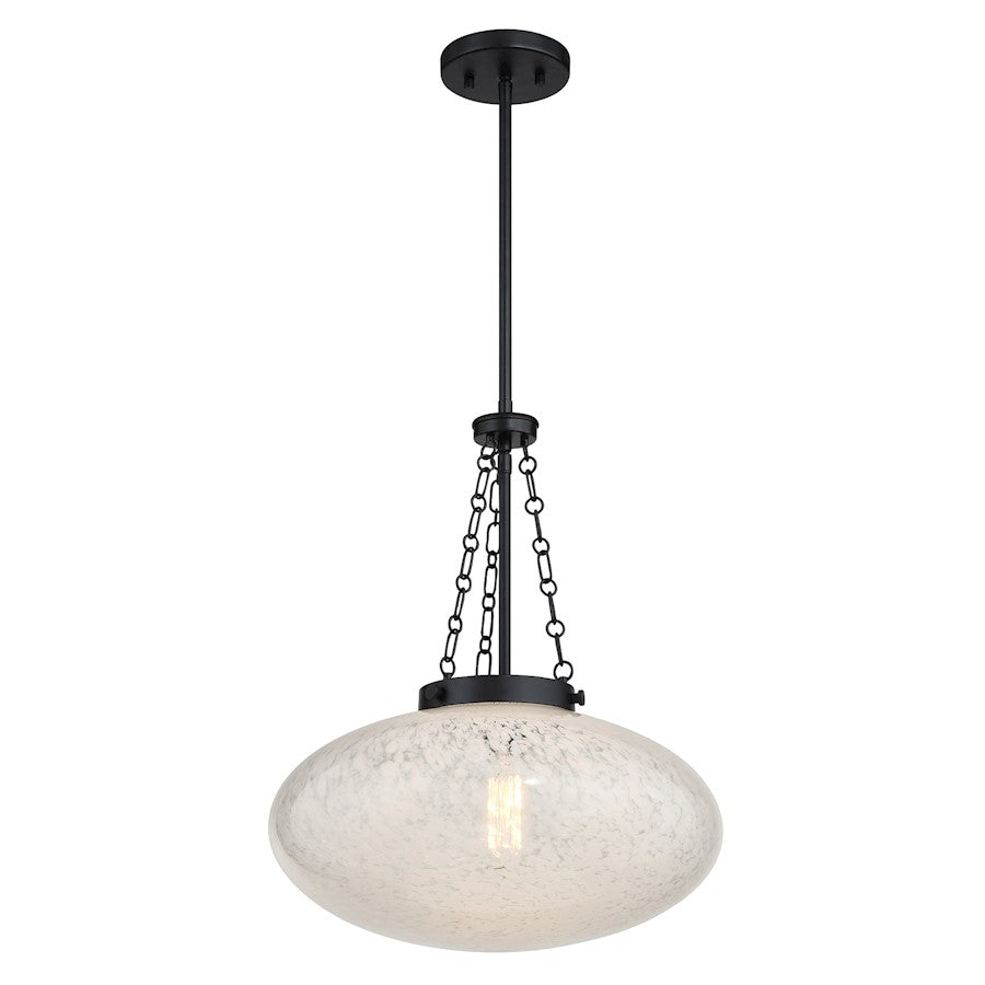Savoy House Willow 1 Light Pendant, Matte Black/White Cloud