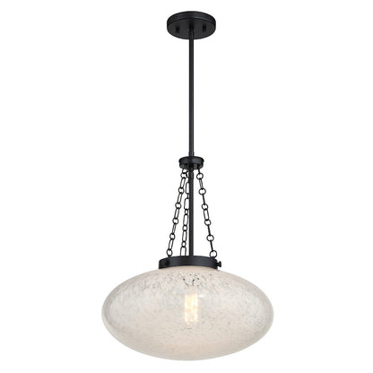 Savoy House Willow 1 Light Pendant, Matte Black/White Cloud