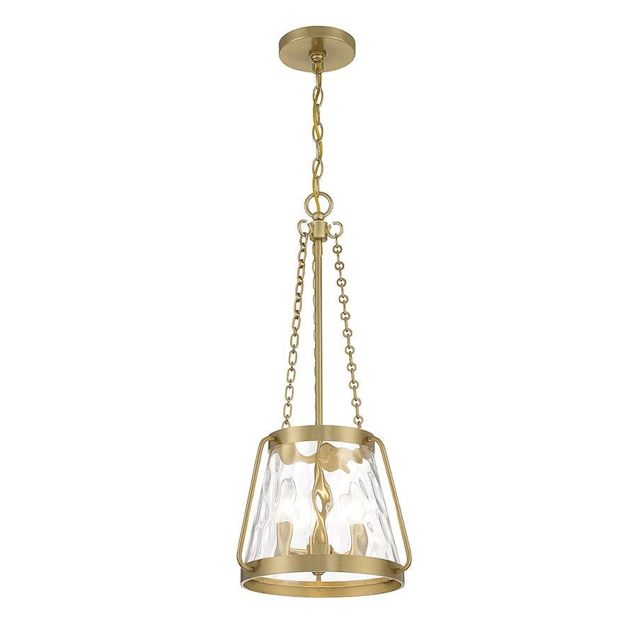 3 Light Pendant, Warm Brass