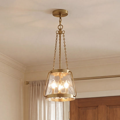 3 Light Pendant, Warm Brass