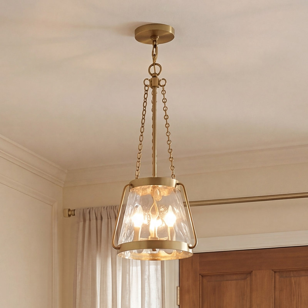 3 Light Pendant, Warm Brass