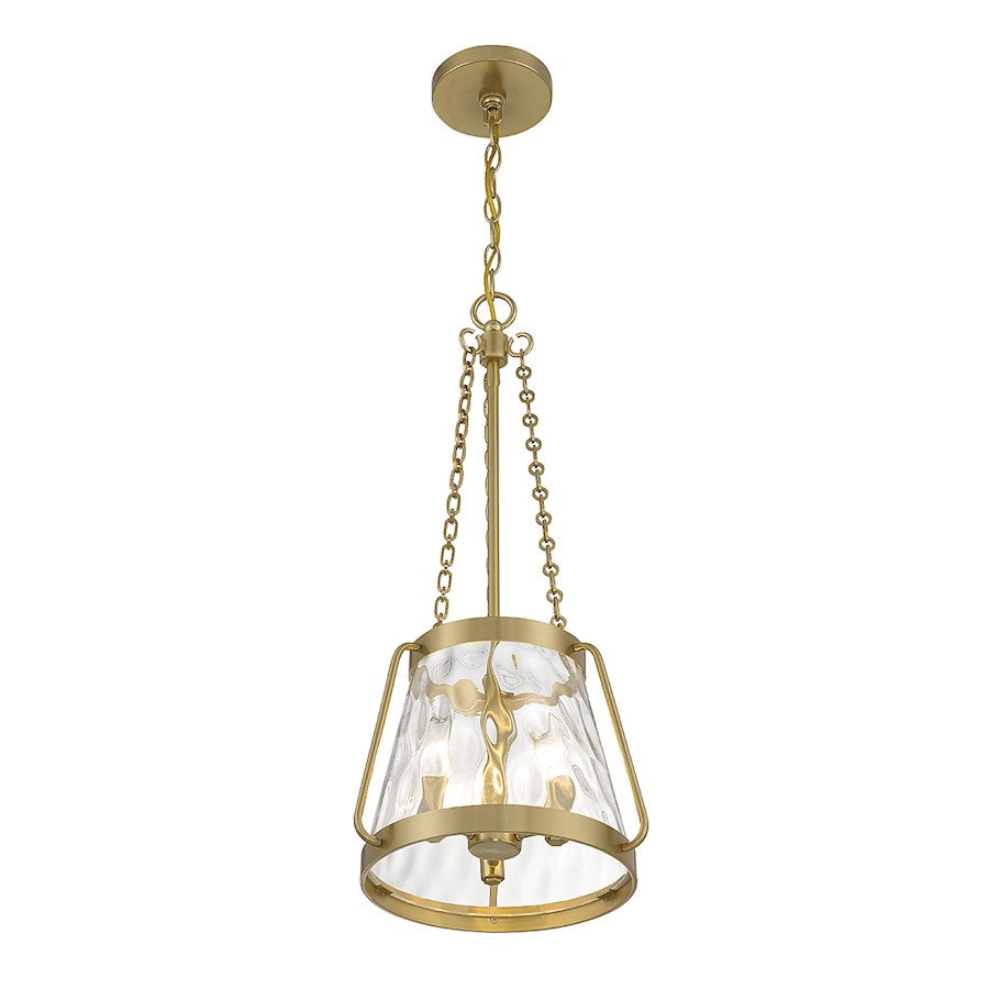 3 Light Pendant, Warm Brass