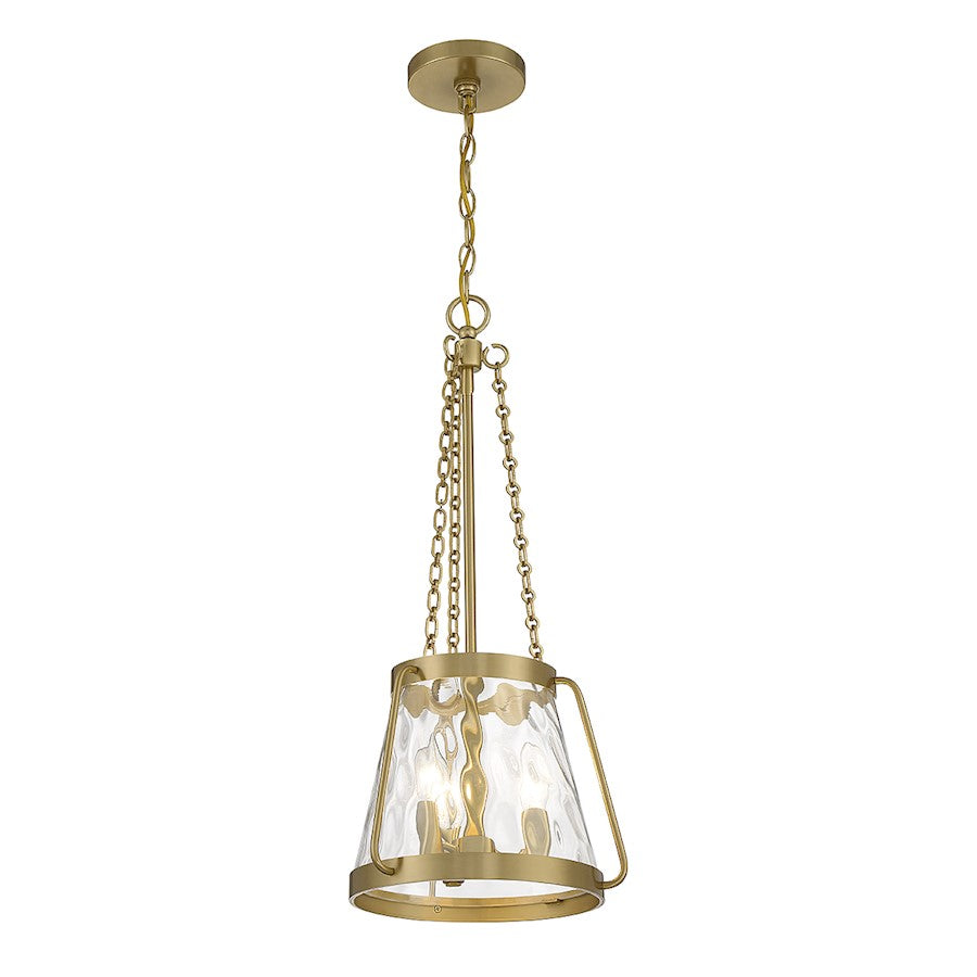 3 Light Pendant, Warm Brass