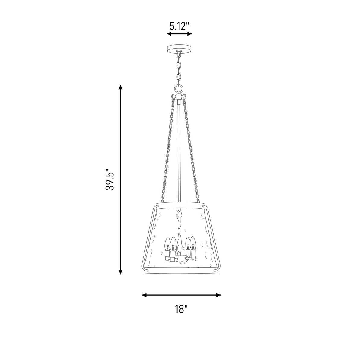 4 Light Pendant, Warm Brass