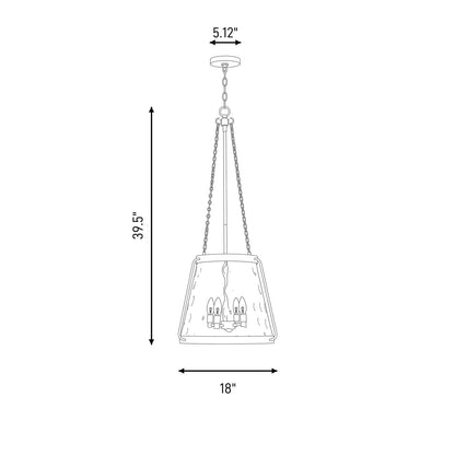 4 Light Pendant, Warm Brass