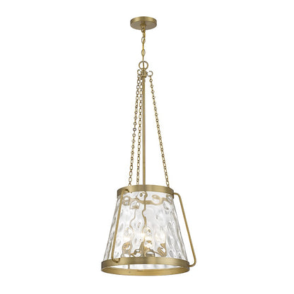 4 Light Pendant, Warm Brass