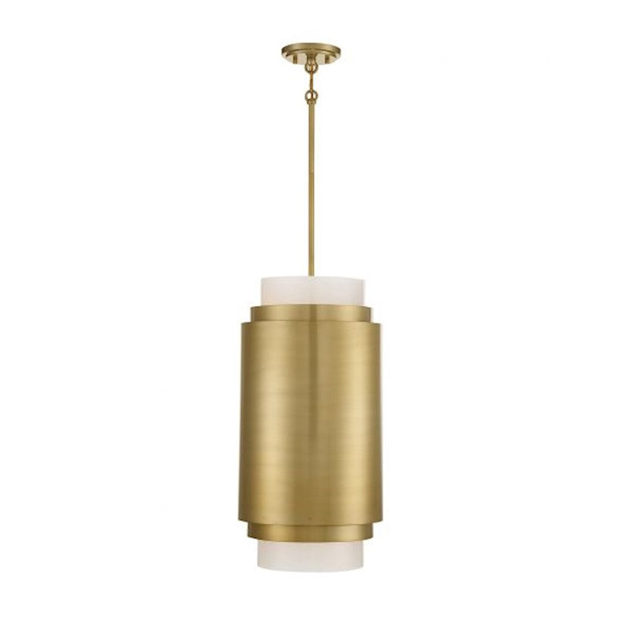 3 Light Pendant, Burnished Brass