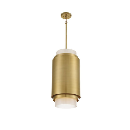 3 Light Pendant, Burnished Brass