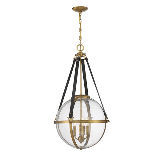 4 Light Pendant, Warm Brass