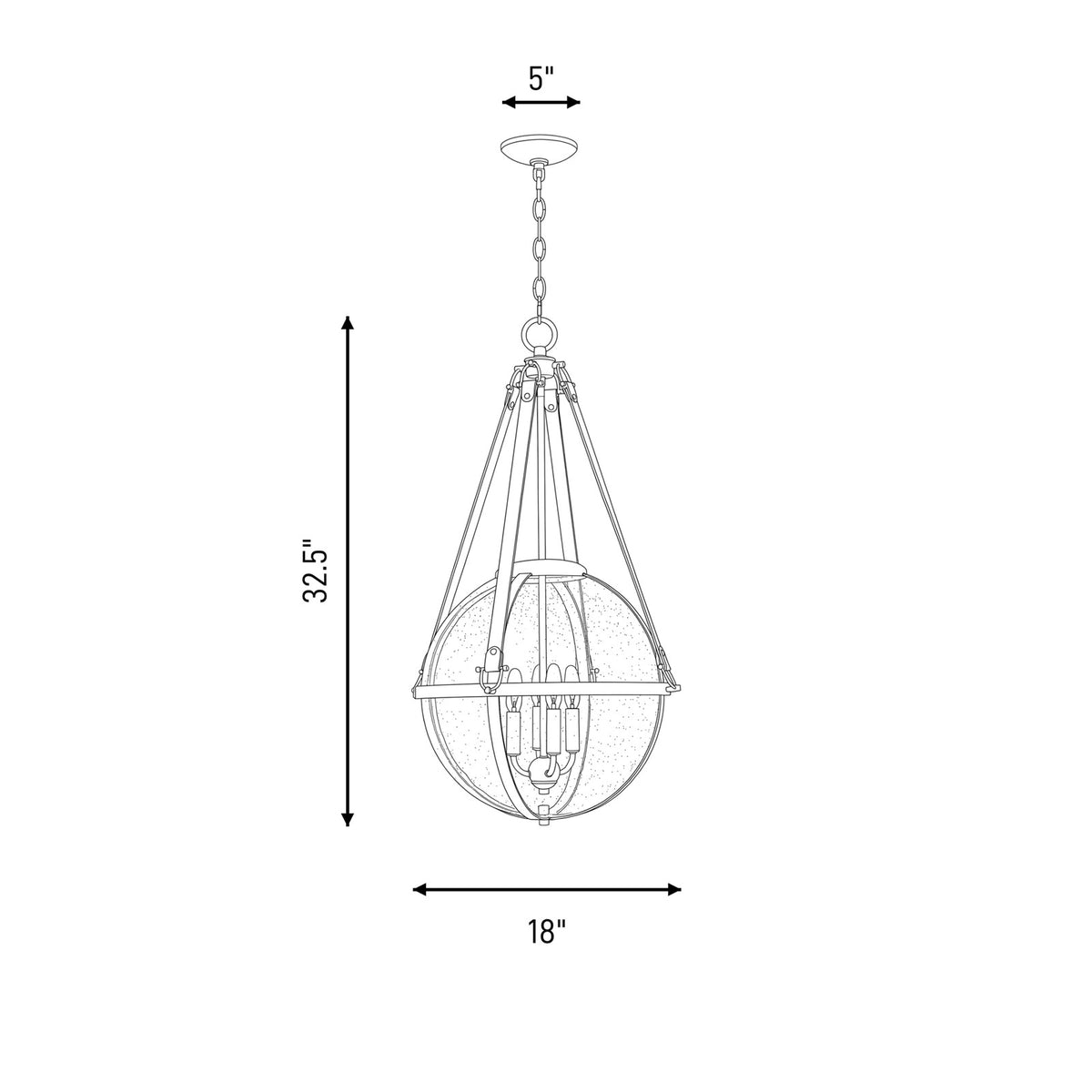4 Light Pendant, Warm Brass