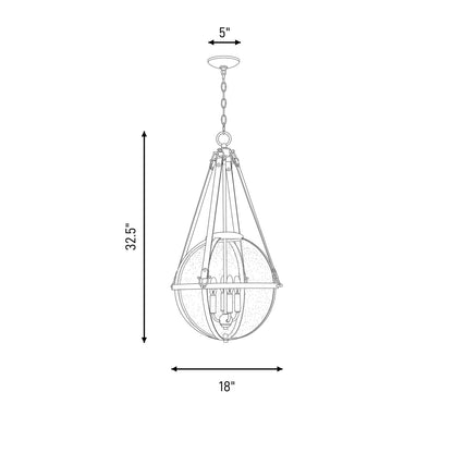 4 Light Pendant, Warm Brass