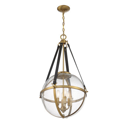 4 Light Pendant, Warm Brass