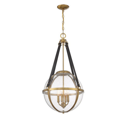 4 Light Pendant, Warm Brass