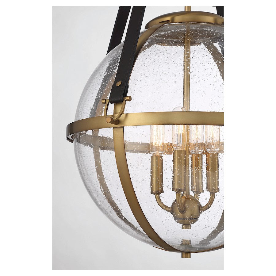 4 Light Pendant, Warm Brass