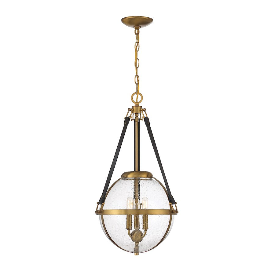 3 Light Pendant, Warm Brass