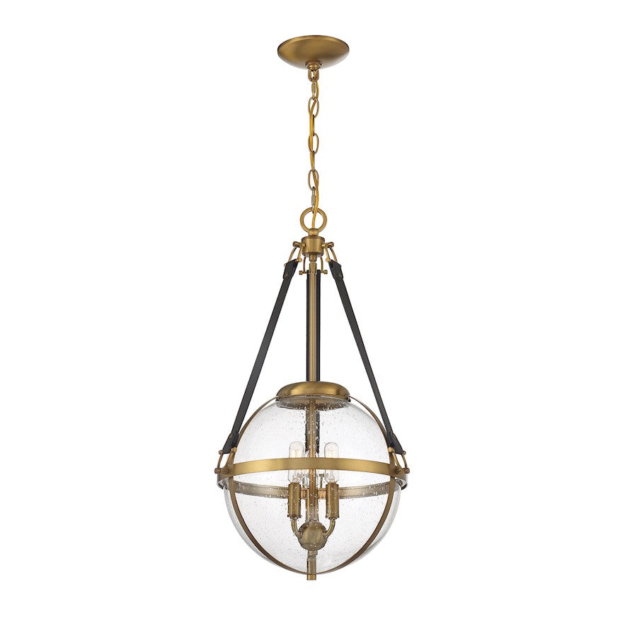 3 Light Pendant, Warm Brass