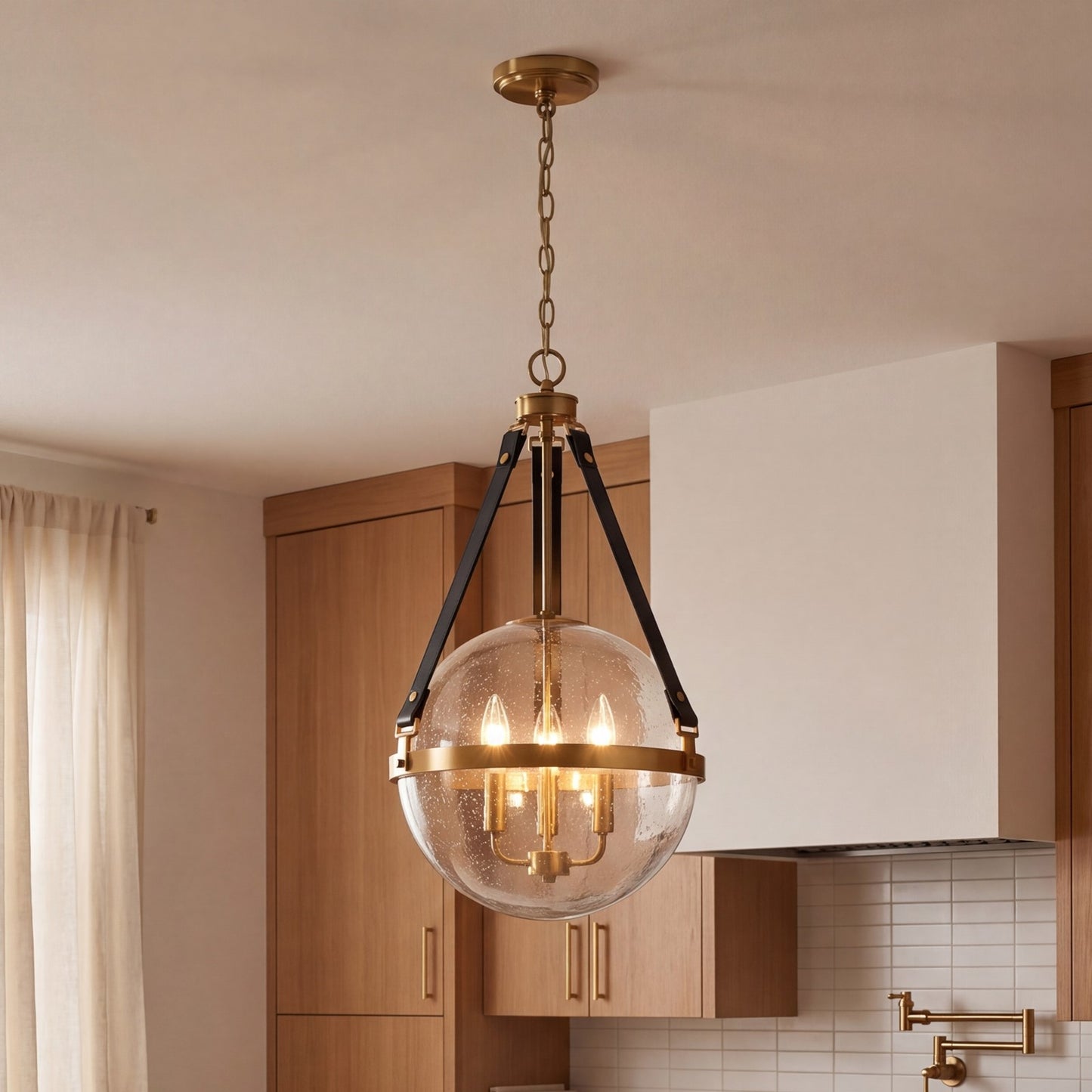 3 Light Pendant, Warm Brass