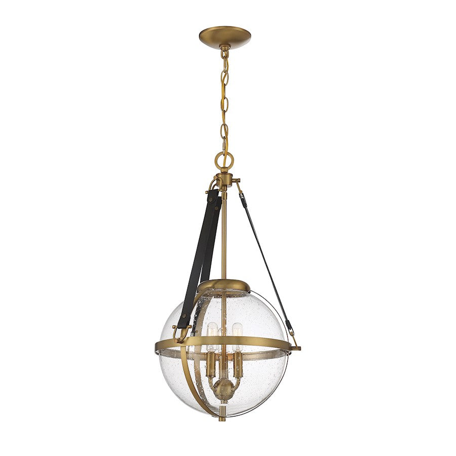3 Light Pendant, Warm Brass