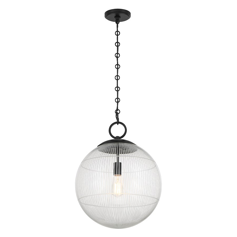 Savoy House Cabot 1 Light Pendant, Matte Black/Segmented