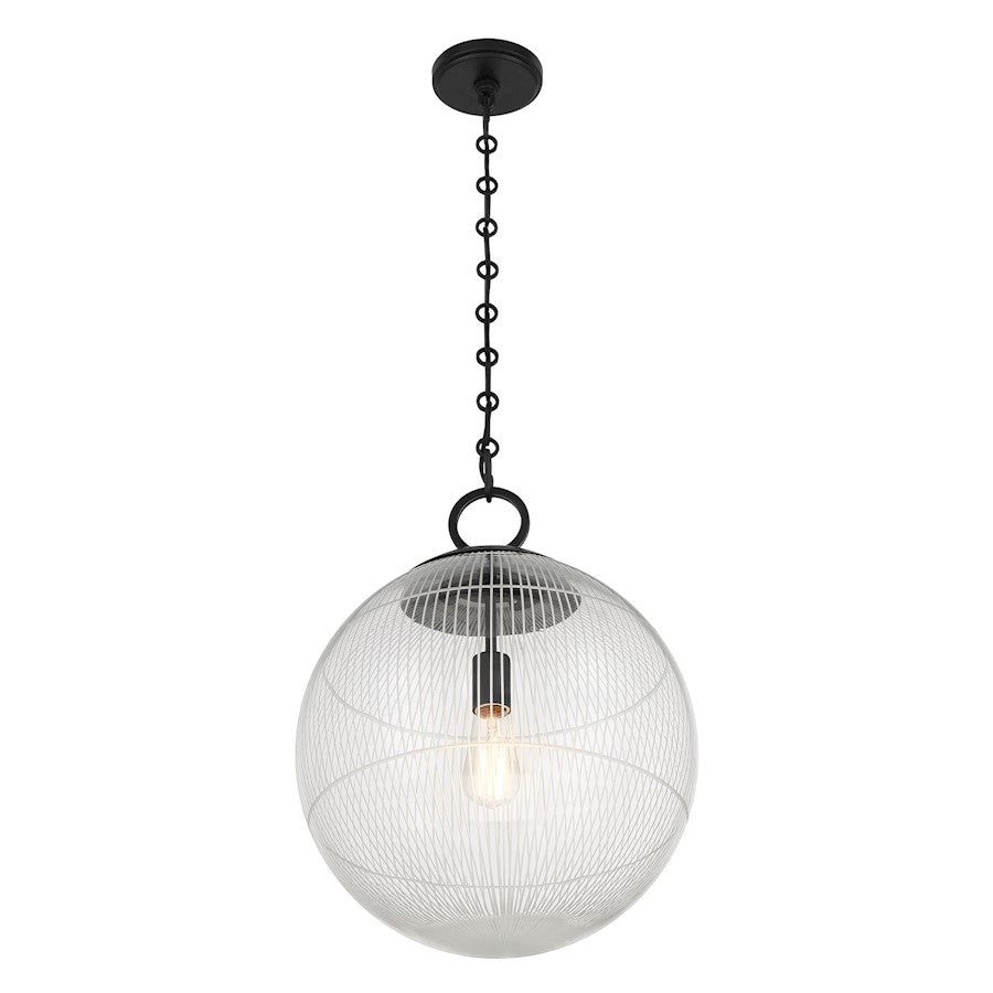Savoy House Cabot 1 Light Pendant, Matte Black/Segmented