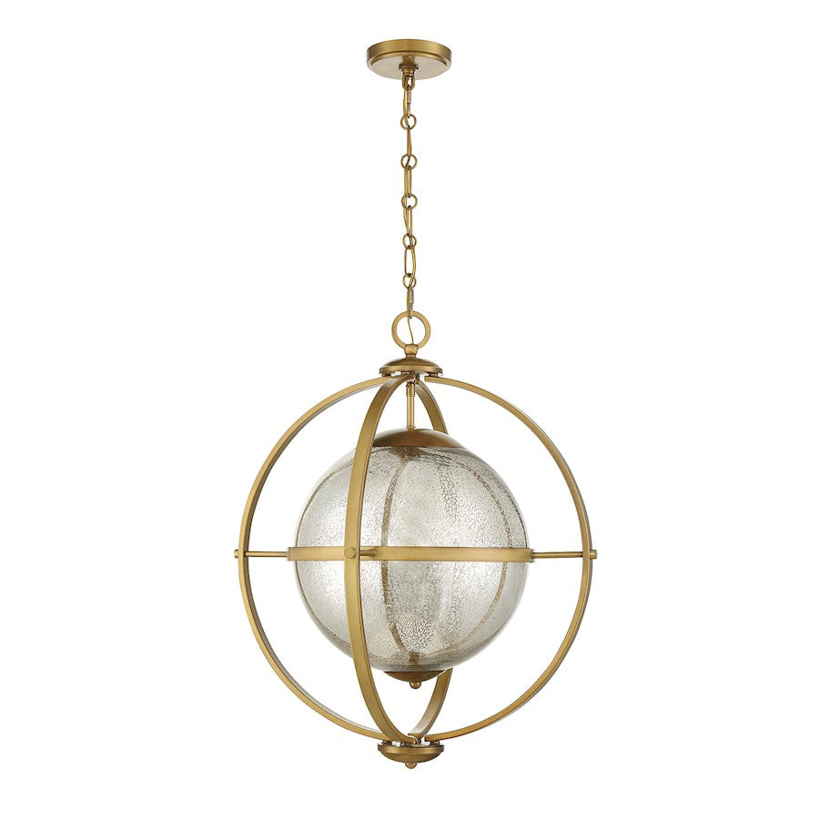 3 Light Pendant, Warm Brass