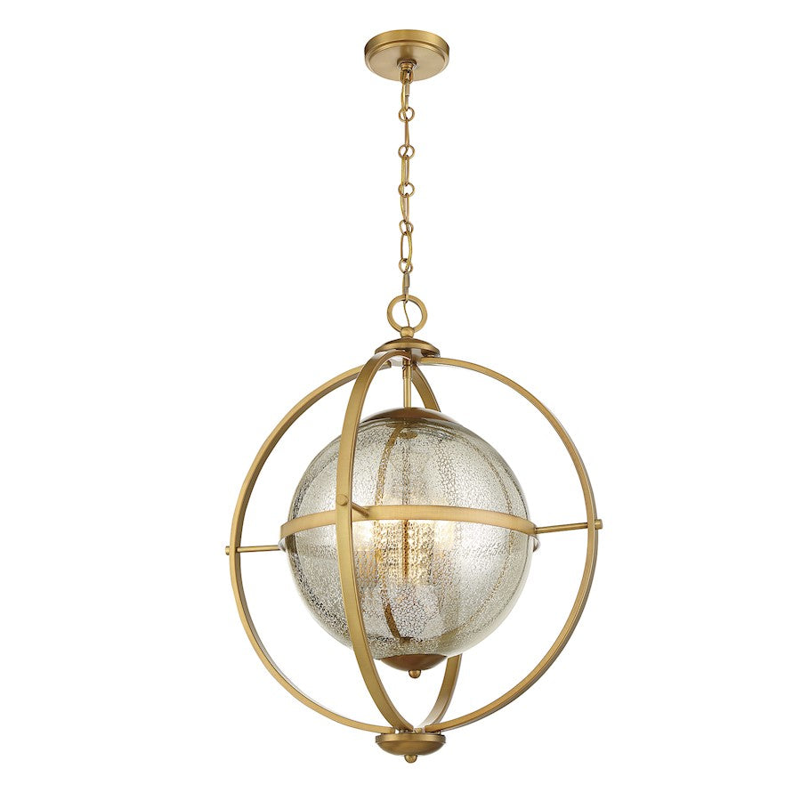 3 Light Pendant, Warm Brass