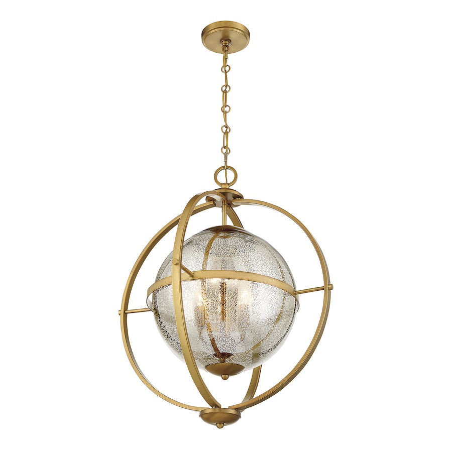 3 Light Pendant, Warm Brass