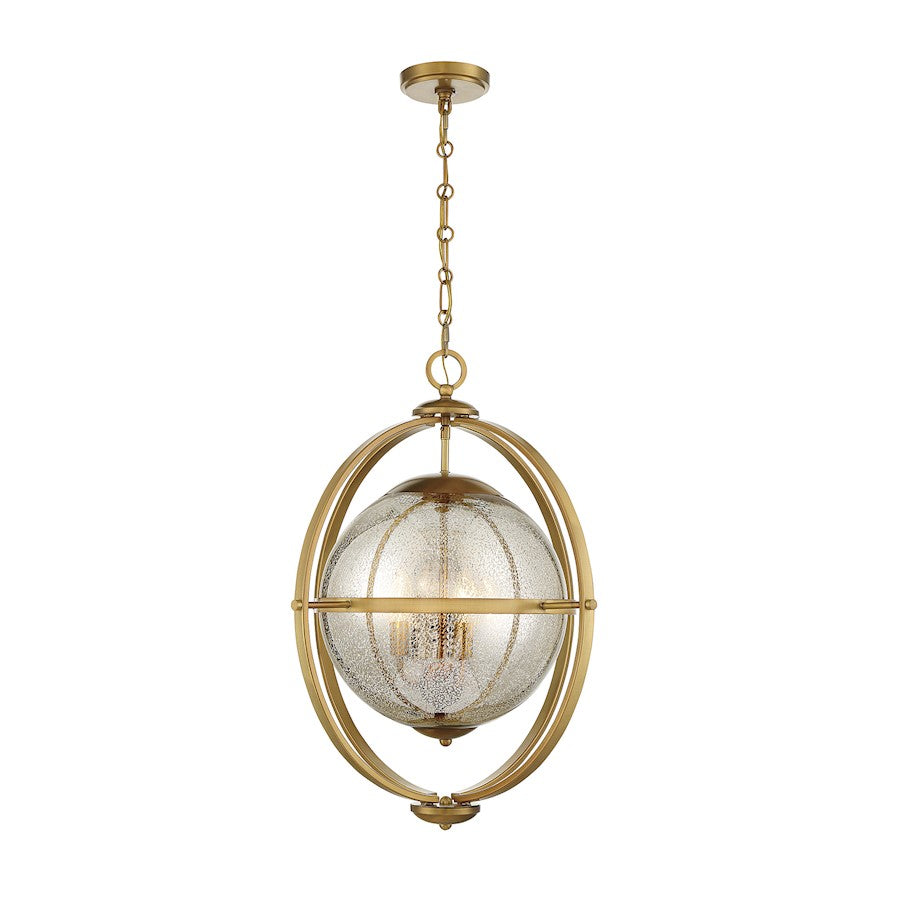 3 Light Pendant, Warm Brass