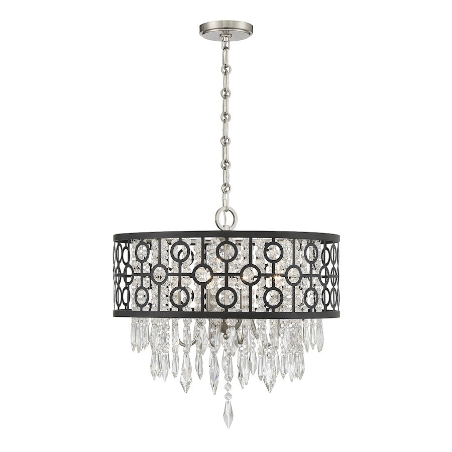 Savoy House Rory 4-Light Pendant, Matte Black/Satin Nickel - 7-1878-4-66