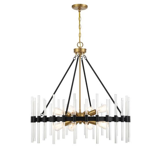 8 Light Pendant, Black/Brass