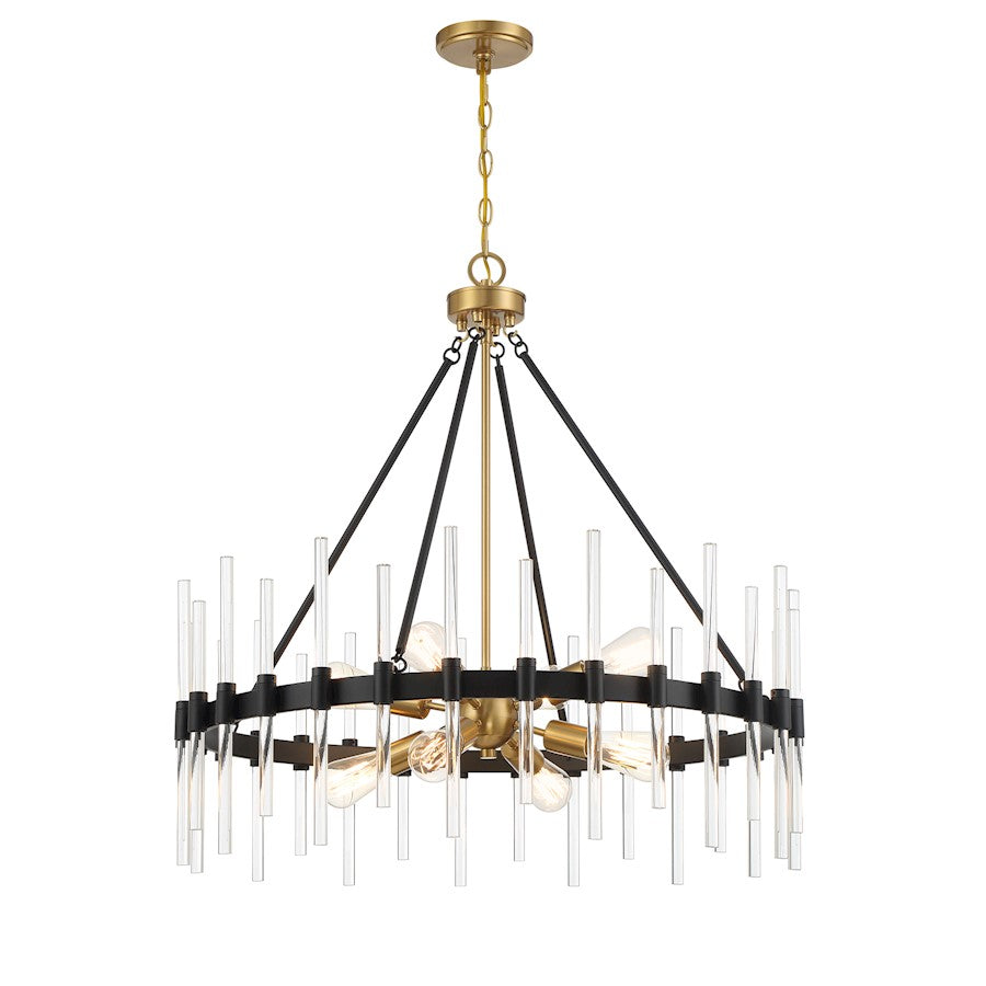 8 Light Pendant, Black/Brass