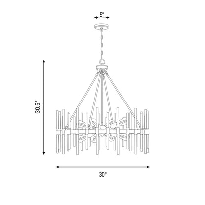8 Light Pendant, Black/Brass
