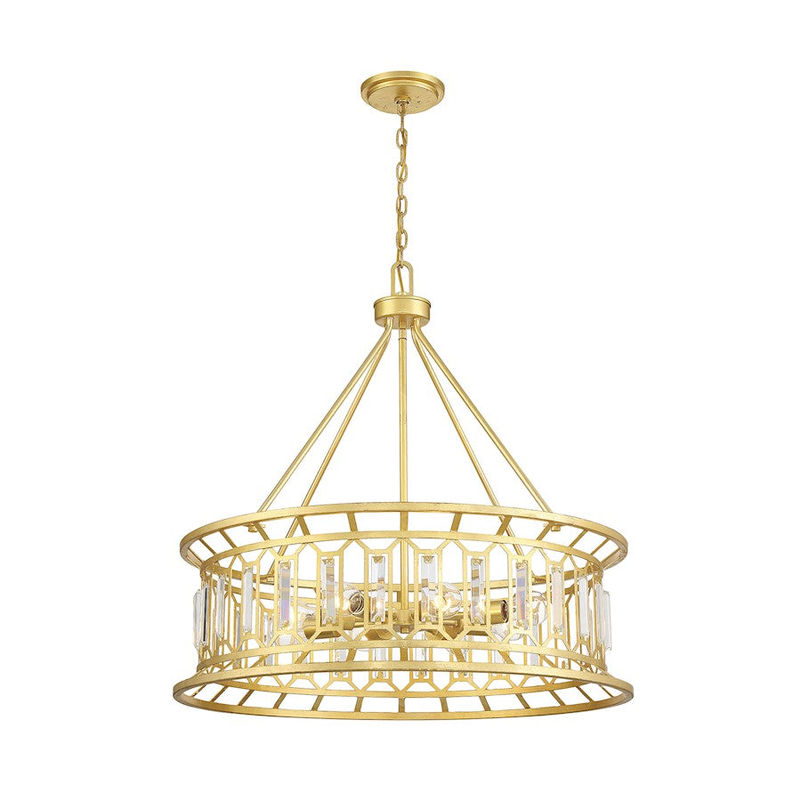 8 Light Pendant, True Gold