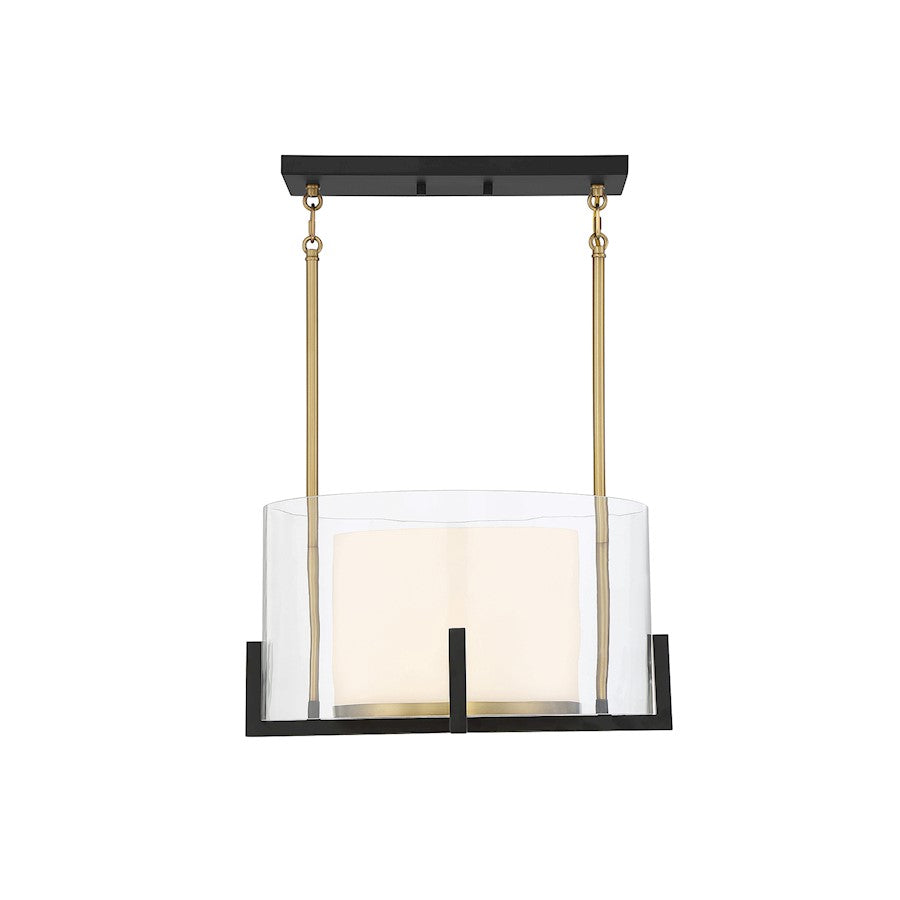 Savoy House Eaton 1-Light Pendant, Matte Black/Warm Brass Accents - 7-1983-1-143