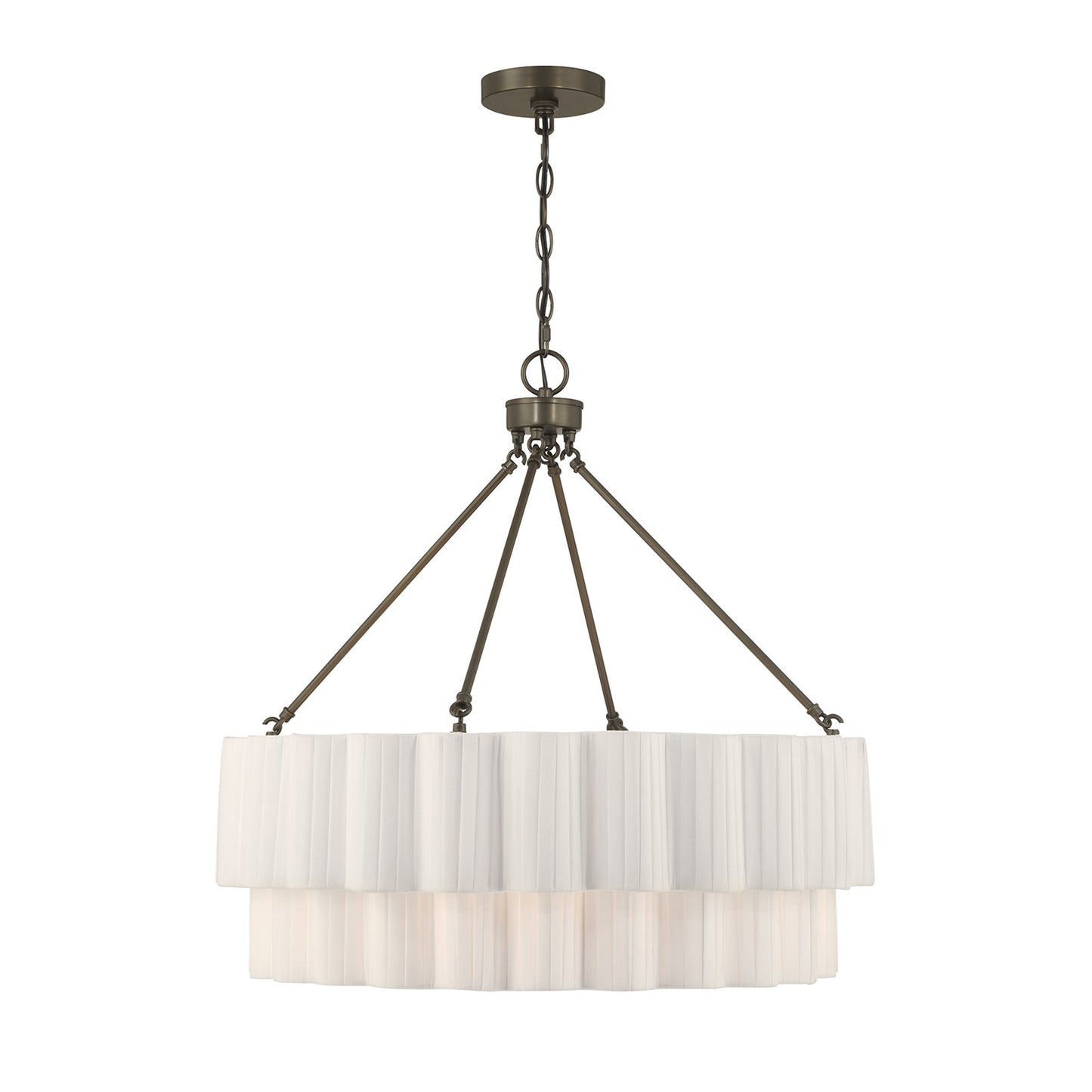 Savoy House Tucker 26in 4-Light Pendant | Soft Modern Mediterranean Bronze and White Pleated Fabric | Dining Room & Living Room | 26 in | Model 7-1999-4-15